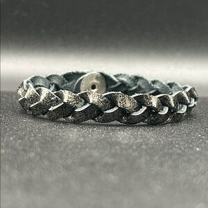 Sparkly Black Leather Braided Bracelet